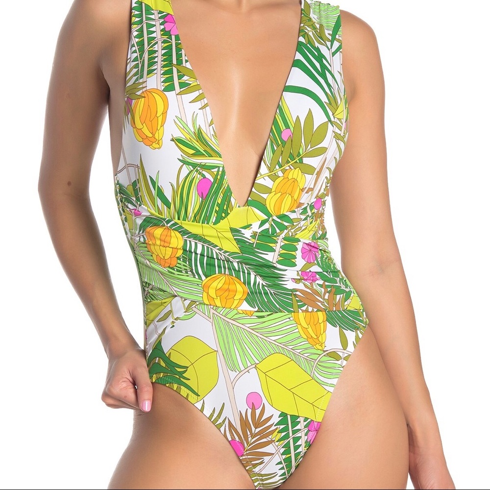Trina Turk It’s Bananas Wrap Front One Piece Sz 4